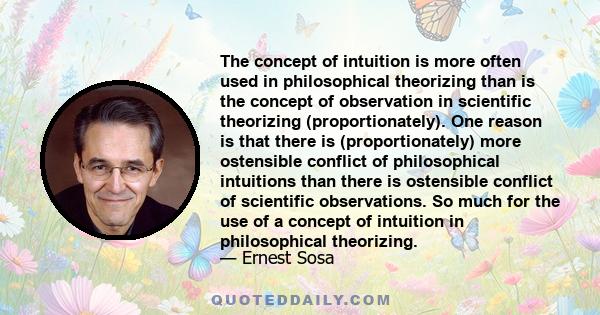 The concept of intuition is more often used in philosophical theorizing than is the concept of observation in scientific theorizing (proportionately). One reason is that there is (proportionately) more ostensible