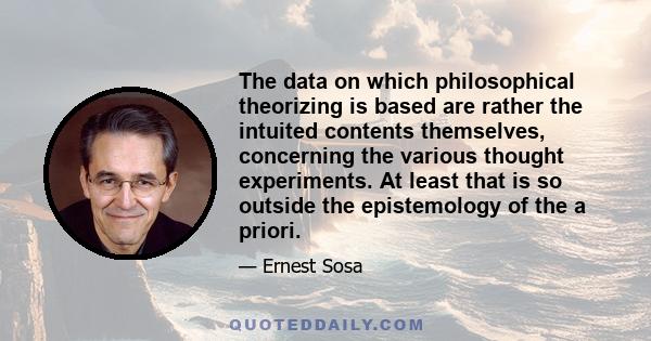 The data on which philosophical theorizing is based are rather the intuited contents themselves, concerning the various thought experiments. At least that is so outside the epistemology of the a priori.