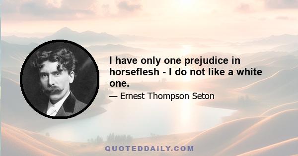 I have only one prejudice in horseflesh - I do not like a white one.