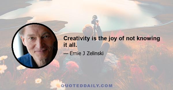 Creativity is the joy of not knowing it all.