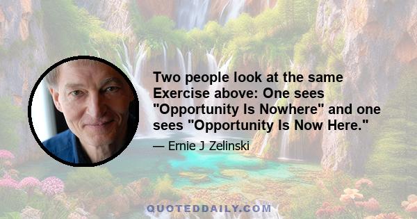 Two people look at the same Exercise above: One sees Opportunity Is Nowhere and one sees Opportunity Is Now Here.