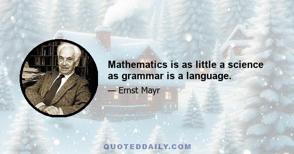 Mathematics is as little a science as grammar is a language.