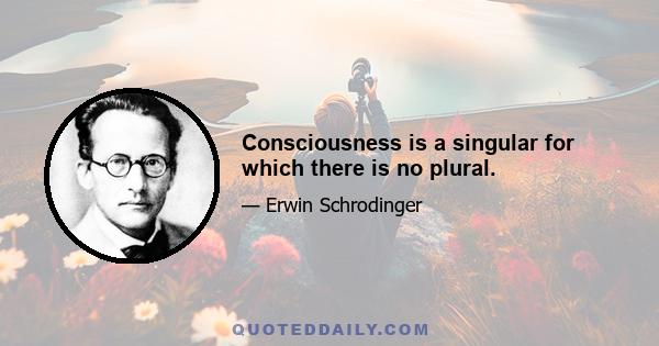 Consciousness is a singular for which there is no plural.