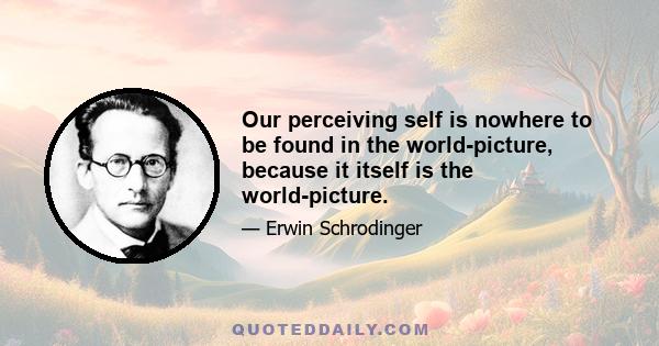 Our perceiving self is nowhere to be found in the world-picture, because it itself is the world-picture.