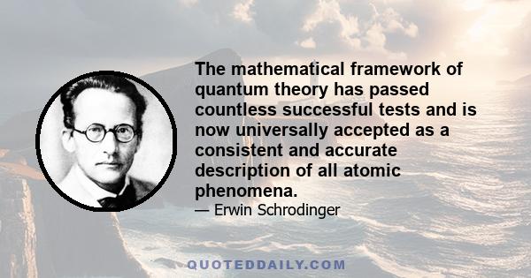 The mathematical framework of quantum theory has passed countless successful tests and is now universally accepted as a consistent and accurate description of all atomic phenomena.