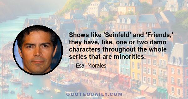 Shows like 'Seinfeld' and 'Friends,' they have, like, one or two damn characters throughout the whole series that are minorities.