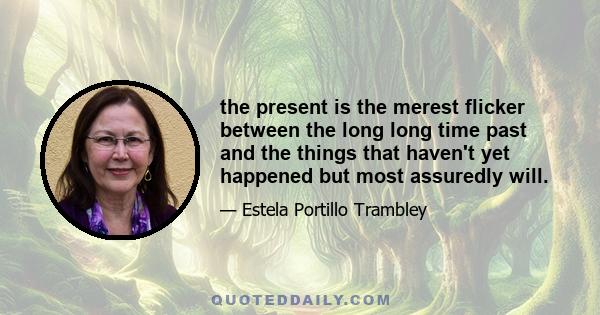 the present is the merest flicker between the long long time past and the things that haven't yet happened but most assuredly will.