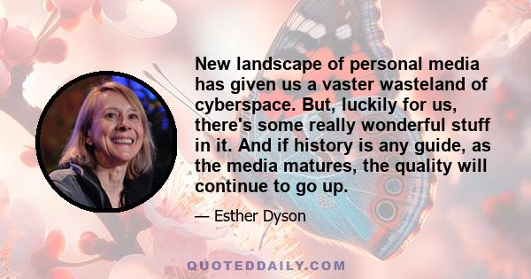 New landscape of personal media has given us a vaster wasteland of cyberspace. But, luckily for us, there's some really wonderful stuff in it. And if history is any guide, as the media matures, the quality will continue 