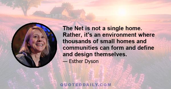 The Net is not a single home. Rather, it's an environment where thousands of small homes and communities can form and define and design themselves.