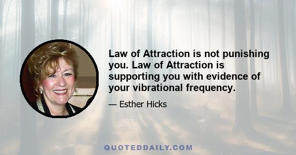 Law of Attraction is not punishing you. Law of Attraction is supporting you with evidence of your vibrational frequency.