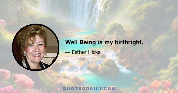 Well Being is my birthright.