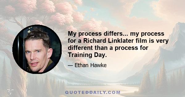 My process differs... my process for a Richard Linklater film is very different than a process for Training Day.