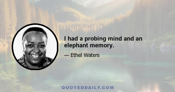 I had a probing mind and an elephant memory.