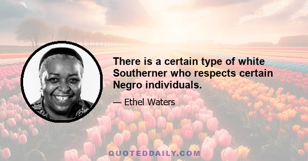 There is a certain type of white Southerner who respects certain Negro individuals.