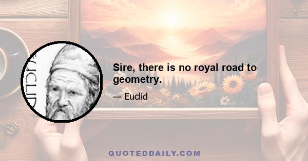 Sire, there is no royal road to geometry.