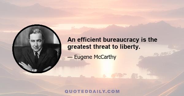 An efficient bureaucracy is the greatest threat to liberty.