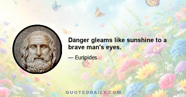 Danger gleams like sunshine to a brave man's eyes.