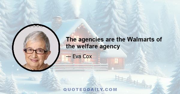 The agencies are the Walmarts of the welfare agency