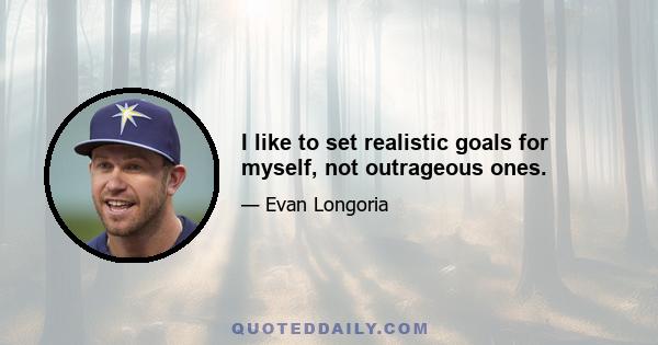 I like to set realistic goals for myself, not outrageous ones.