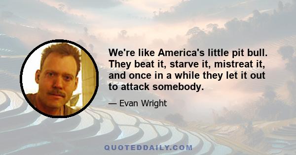 We're like America's little pit bull. They beat it, starve it, mistreat it, and once in a while they let it out to attack somebody.