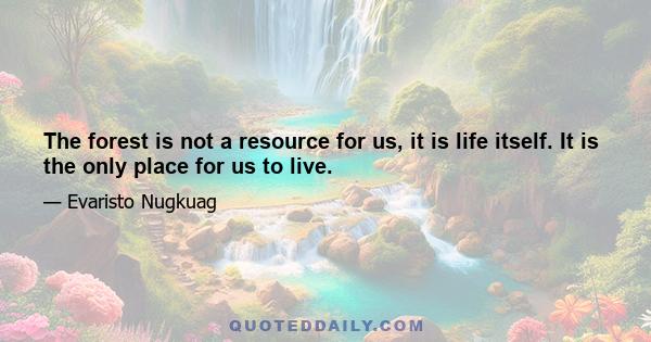 The forest is not a resource for us, it is life itself. It is the only place for us to live.