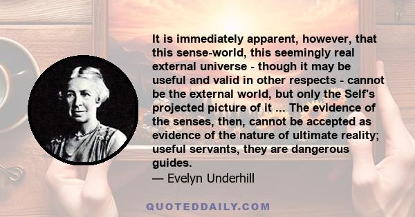 It is immediately apparent, however, that this sense-world, this seemingly real external universe - though it may be useful and valid in other respects - cannot be the external world, but only the Self's projected