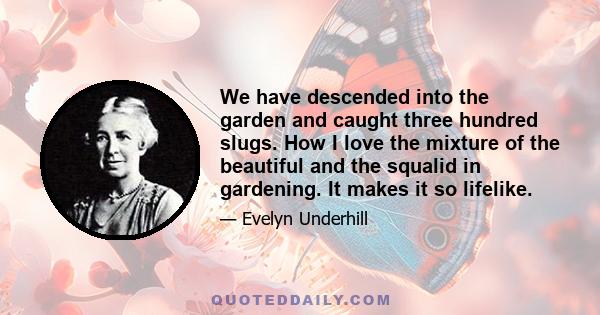 We have descended into the garden and caught three hundred slugs. How I love the mixture of the beautiful and the squalid in gardening. It makes it so lifelike.