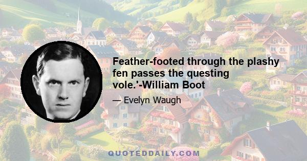 Feather-footed through the plashy fen passes the questing vole.'-William Boot