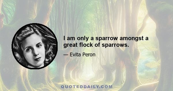 I am only a sparrow amongst a great flock of sparrows.