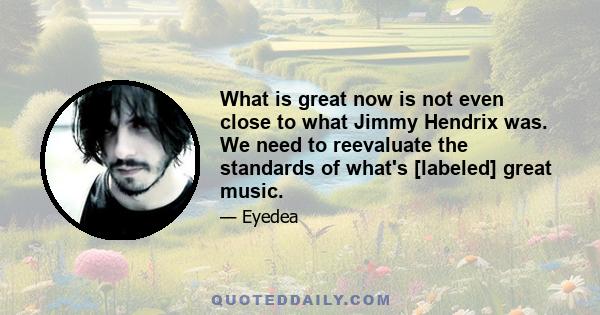 What is great now is not even close to what Jimmy Hendrix was. We need to reevaluate the standards of what's [labeled] great music.