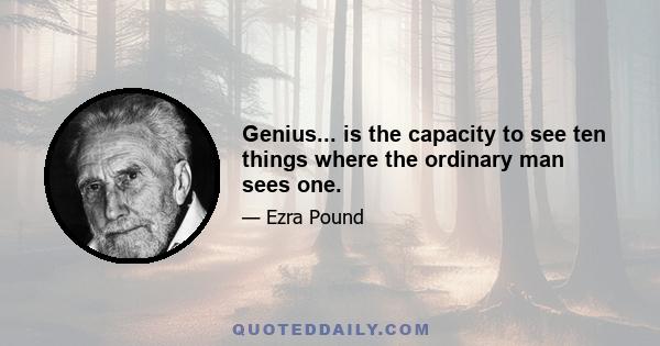 Genius... is the capacity to see ten things where the ordinary man sees one.