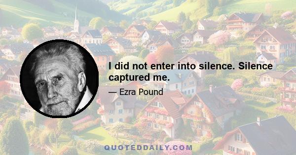 I did not enter into silence. Silence captured me.