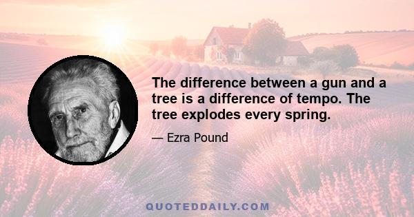 The difference between a gun and a tree is a difference of tempo. The tree explodes every spring.