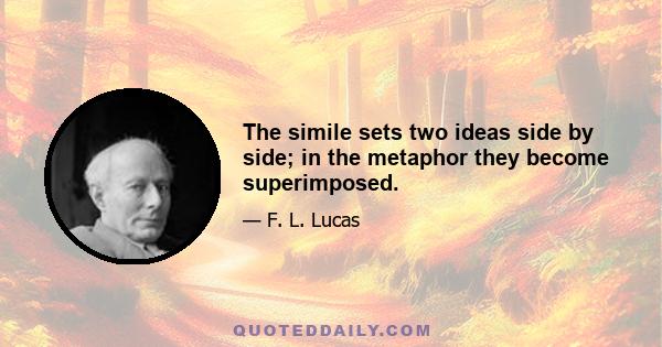 The simile sets two ideas side by side; in the metaphor they become superimposed.