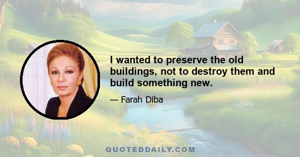 I wanted to preserve the old buildings, not to destroy them and build something new.