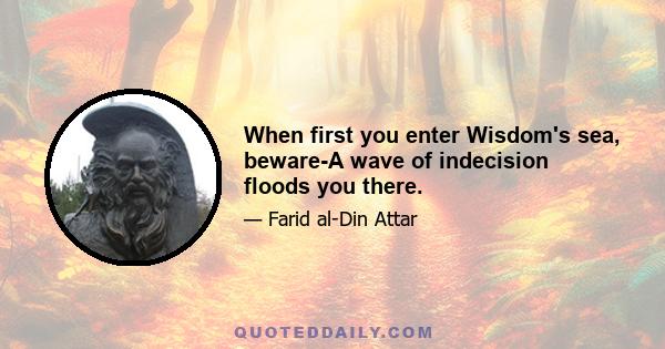 When first you enter Wisdom's sea, beware-A wave of indecision floods you there.