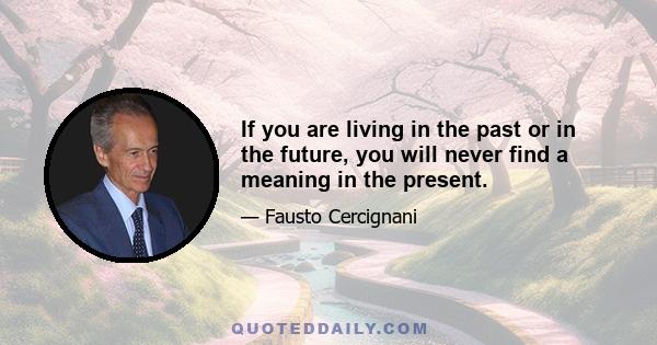 If you are living in the past or in the future, you will never find a meaning in the present.