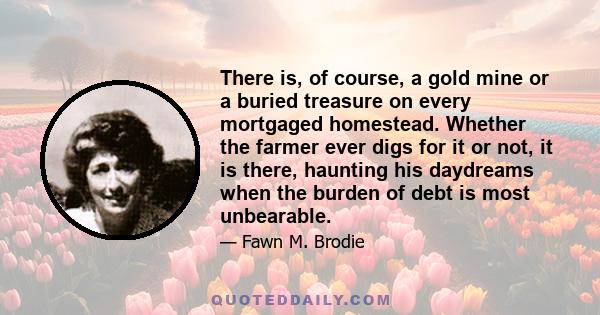 There is, of course, a gold mine or a buried treasure on every mortgaged homestead. Whether the farmer ever digs for it or not, it is there, haunting his daydreams when the burden of debt is most unbearable.