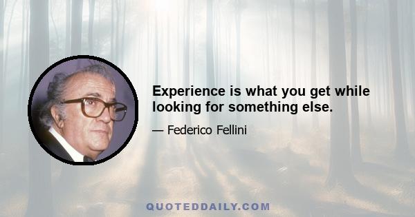 Experience is what you get while looking for something else.