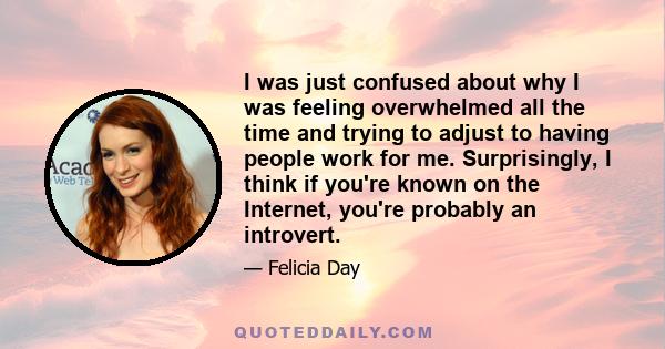 I was just confused about why I was feeling overwhelmed all the time and trying to adjust to having people work for me. Surprisingly, I think if you're known on the Internet, you're probably an introvert.