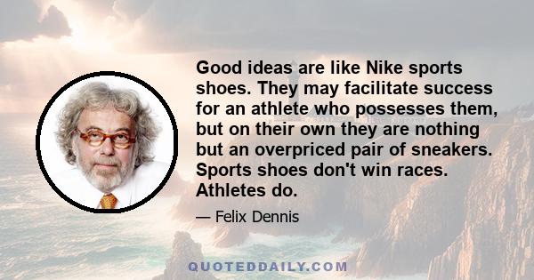 Good ideas are like Nike sports shoes. They may facilitate success for an athlete who possesses them, but on their own they are nothing but an overpriced pair of sneakers. Sports shoes don't win races. Athletes do.