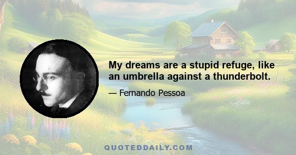 My dreams are a stupid refuge, like an umbrella against a thunderbolt.