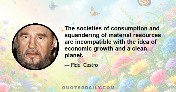 The societies of consumption and squandering of material resources are incompatible with the idea of economic growth and a clean planet.