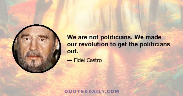 We are not politicians. We made our revolution to get the politicians out.