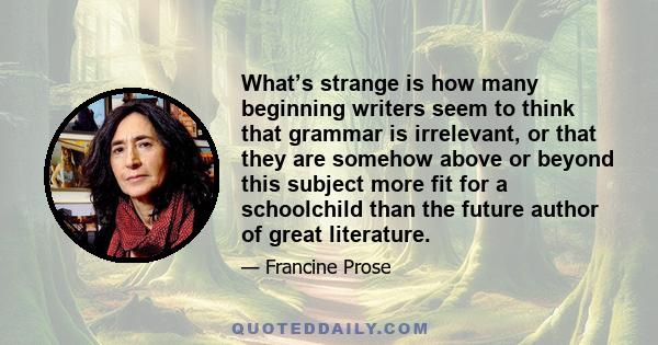 What’s strange is how many beginning writers seem to think that grammar is irrelevant, or that they are somehow above or beyond this subject more fit for a schoolchild than the future author of great literature.