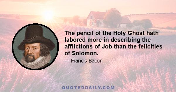 The pencil of the Holy Ghost hath labored more in describing the afflictions of Job than the felicities of Solomon.