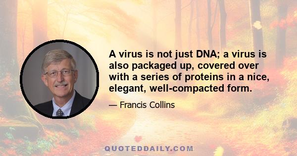 A virus is not just DNA; a virus is also packaged up, covered over with a series of proteins in a nice, elegant, well-compacted form.