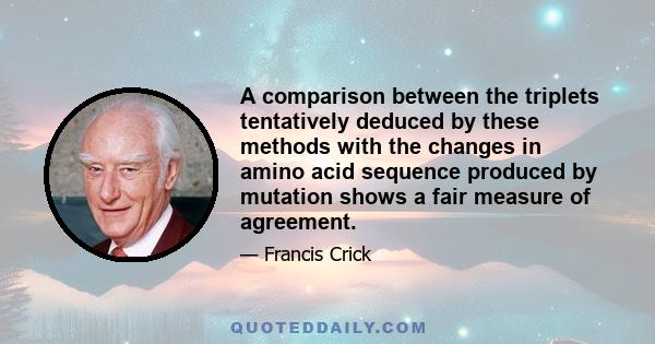 A comparison between the triplets tentatively deduced by these methods with the changes in amino acid sequence produced by mutation shows a fair measure of agreement.