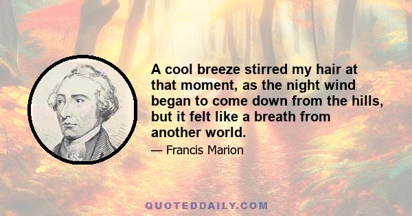 A cool breeze stirred my hair at that moment, as the night wind began to come down from the hills, but it felt like a breath from another world.