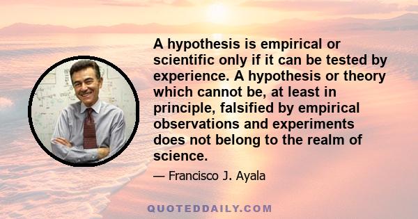 A hypothesis is empirical or scientific only if it can be tested by experience. A hypothesis or theory which cannot be, at least in principle, falsified by empirical observations and experiments does not belong to the